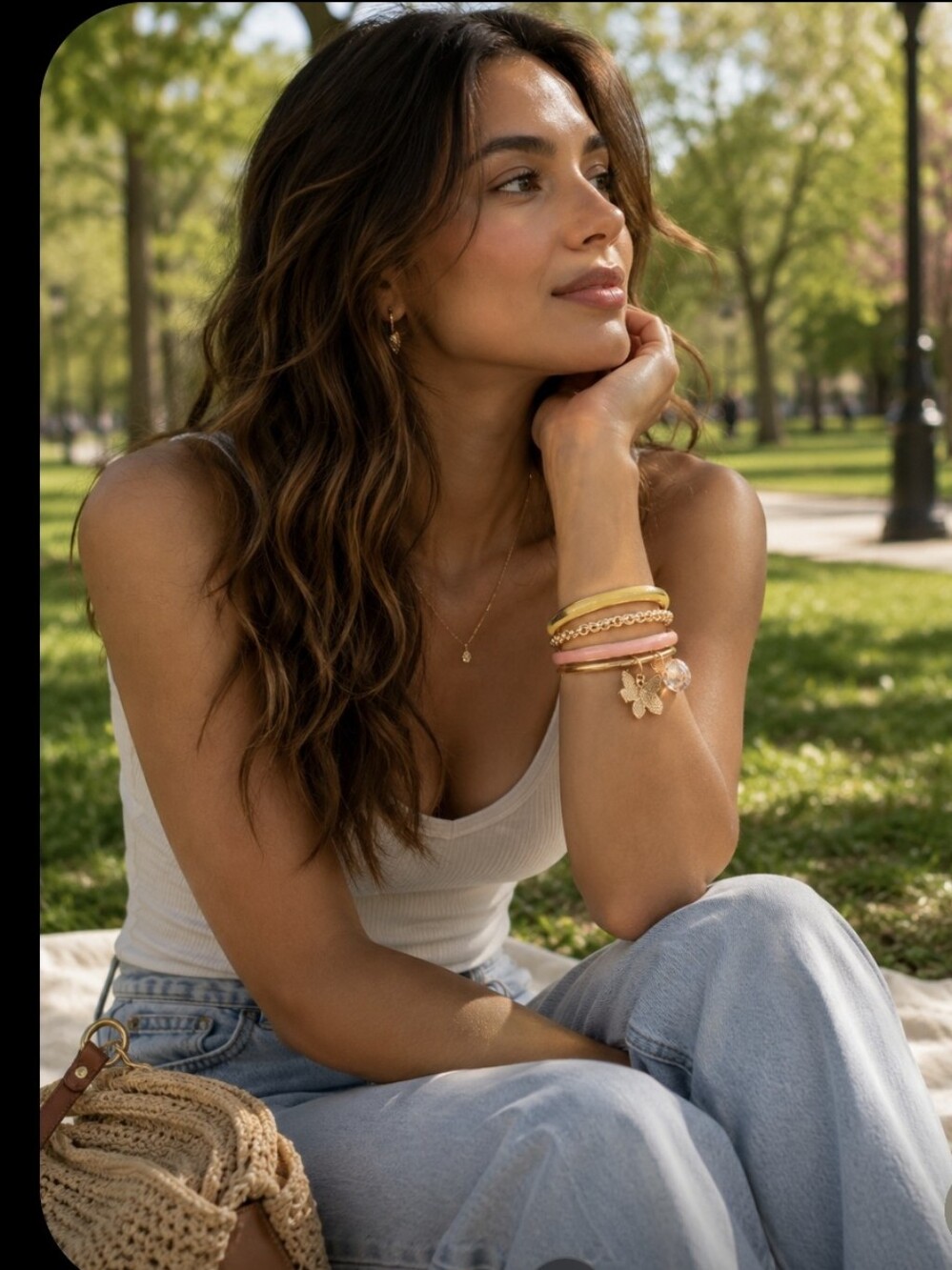 Set of 4 bracelets I gold warm tones
